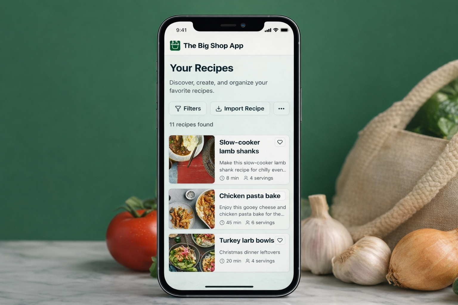 App mockup showcasing The Big Shop features